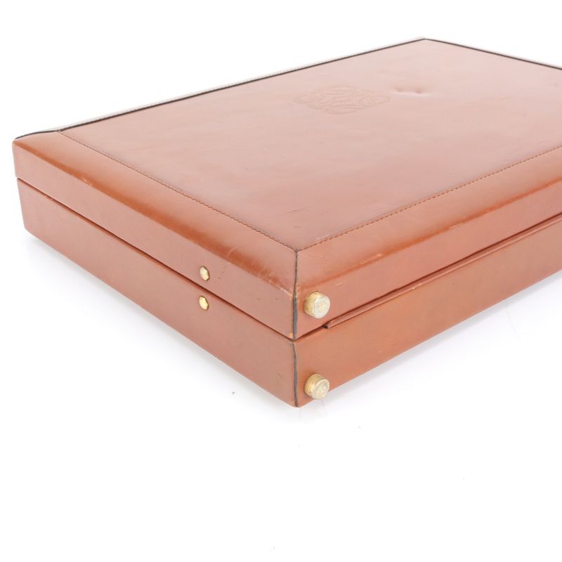 Pole Loewe Anagram Leather Attache Case Hard Case Document Bag Business Travel