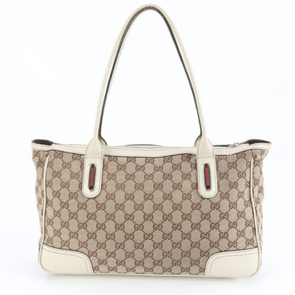 Gucci GG Canvas Sherry Line Princy 177052 Leather Tote Bag Shoulder Women