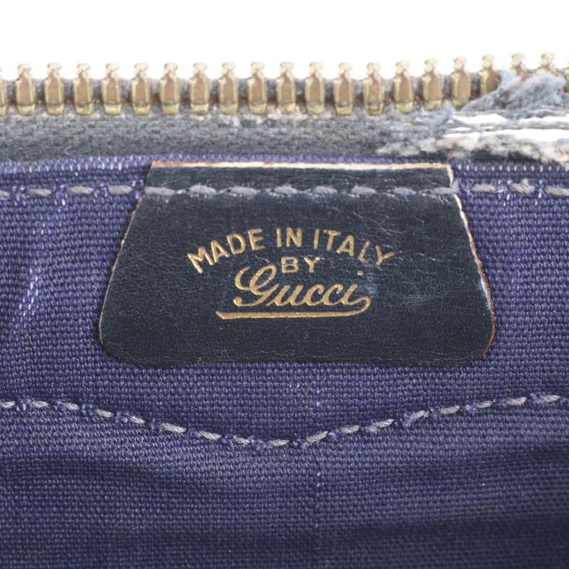 Gucci GG Canvas Sherry Line Leather Boston Bag Business Travel Tote Genuine