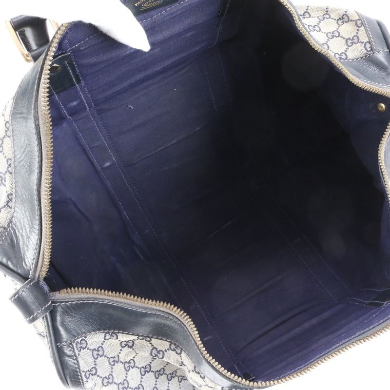 Gucci GG Canvas Sherry Line Leather Boston Bag Business Travel Tote Genuine