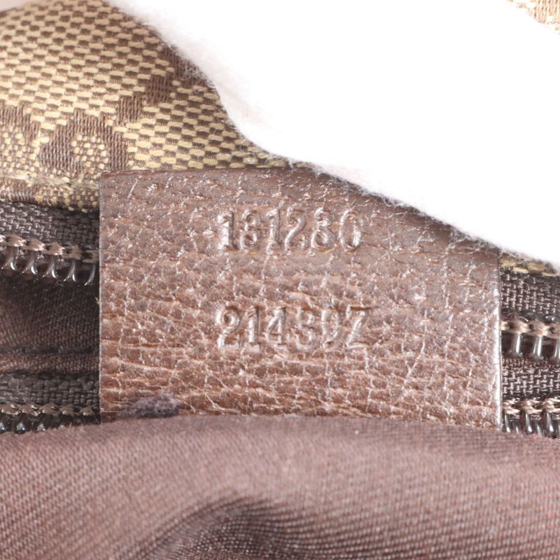 Gucci GG Canvas Sherry Line 131230 Leather Tote Bag Shoulder Hand Brown Women