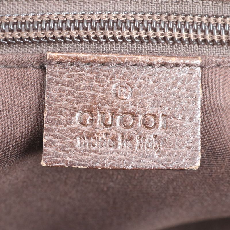 Gucci GG Canvas Sherry Line 131230 Leather Tote Bag Shoulder Hand Brown Women