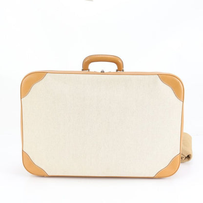 Extremely Hermes Marked W Toile Ash Leather Canvas Trunk Hard Case Bag Business