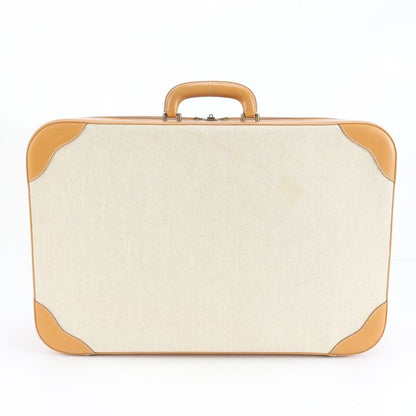 Extremely Hermes Marked W Toile Ash Leather Canvas Trunk Hard Case Bag Business