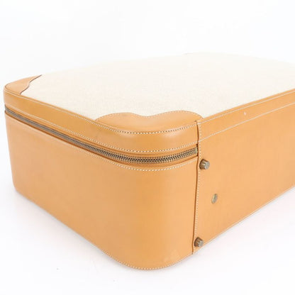 Extremely Hermes Marked W Toile Ash Leather Canvas Trunk Hard Case Bag Business