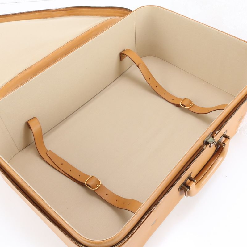 Extremely Hermes Marked W Toile Ash Leather Canvas Trunk Hard Case Bag Business