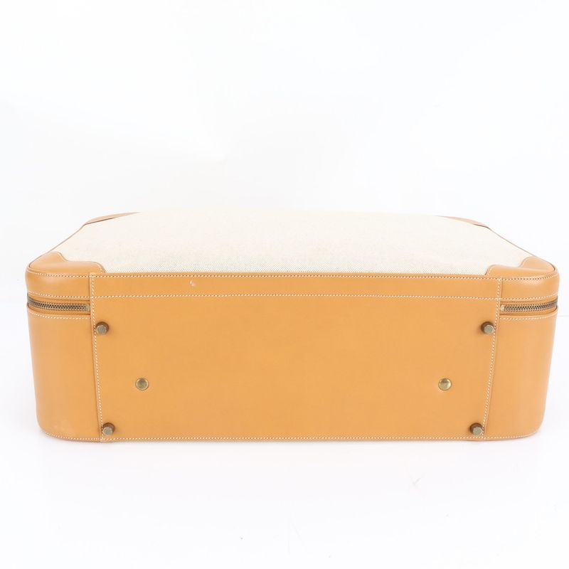 Extremely Hermes Marked W Toile Ash Leather Canvas Trunk Hard Case Bag Business