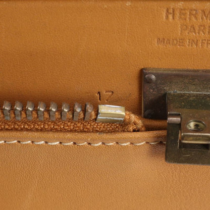 Extremely Hermes Marked W Toile Ash Leather Canvas Trunk Hard Case Bag Business