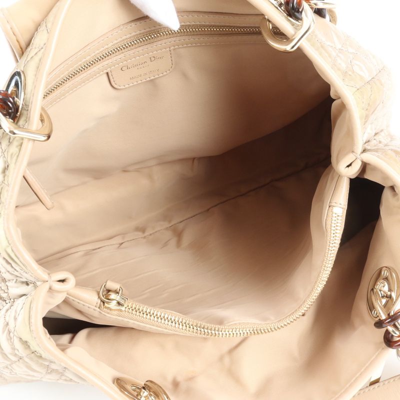 Christian Dior Canage Lady Dior Leather Nylon Shoulder Bag Shoulder Women