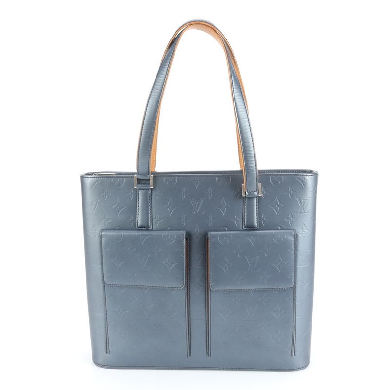 Louis Vuitton Monogram Matte Wilwood Blue M55115 Leather Tote Bag