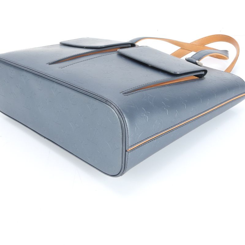 Louis Vuitton Monogram Matte Wilwood Blue M55115 Leather Tote Bag