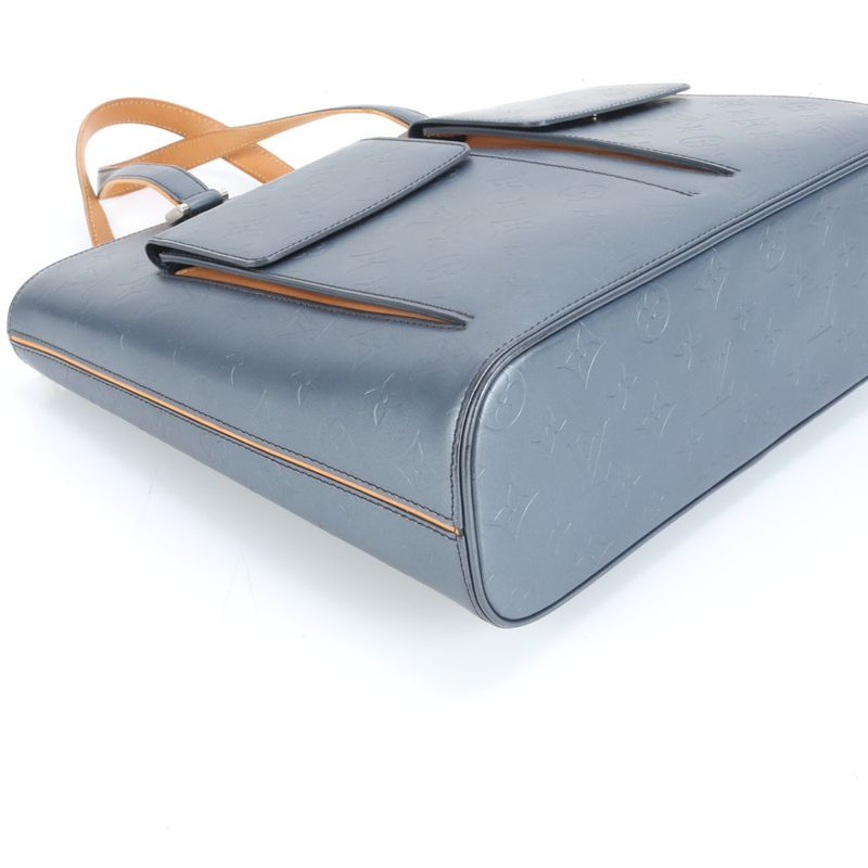 Louis Vuitton Monogram Matte Wilwood Blue M55115 Leather Tote Bag