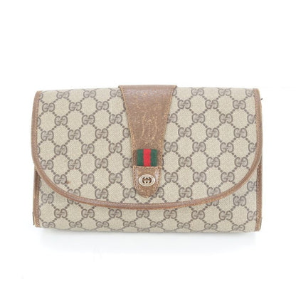 Gucci GG Supreme Sherry Line 89-01-030 Leather Second Bag Clutch Pouch Commuter