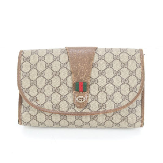 Gucci GG Supreme Sherry Line 89-01-030 Leather Second Bag Clutch Pouch Commuter