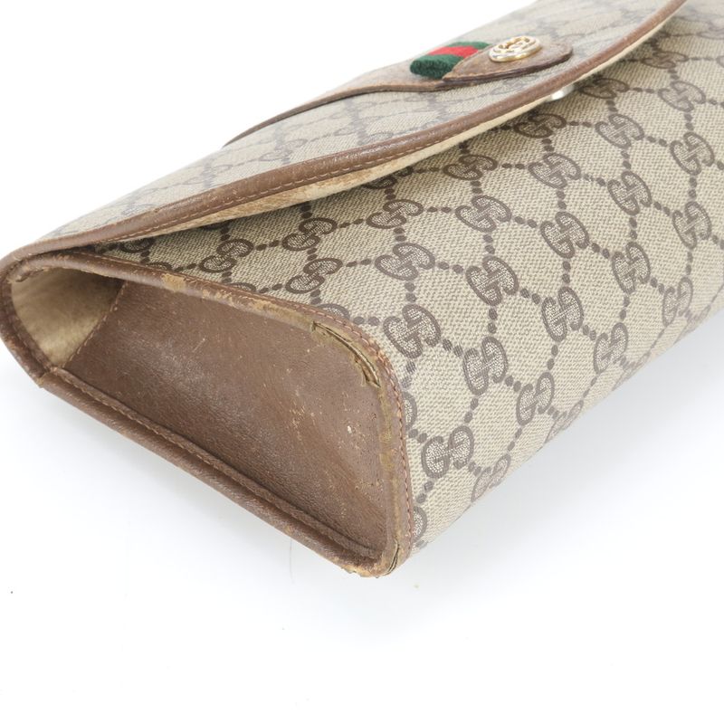 Gucci GG Supreme Sherry Line 89-01-030 Leather Second Bag Clutch Pouch Commuter