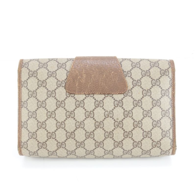 Gucci GG Supreme Sherry Line 89-01-030 Leather Second Bag Clutch Pouch Commuter
