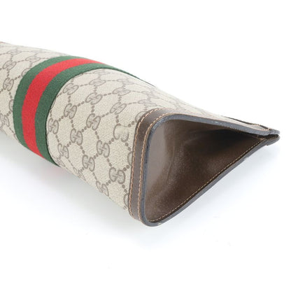 Gucci GG Supreme Sherry Line Leather Second Bag Clutch Pouch Commuter Genuine