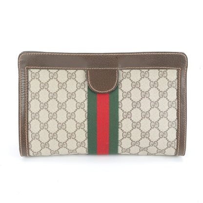 Gucci GG Supreme Sherry Line Leather Second Bag Clutch Pouch Commuter Genuine