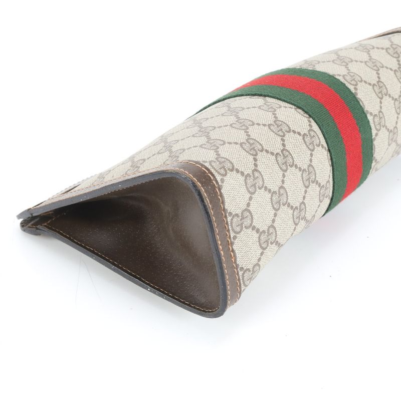 Gucci GG Supreme Sherry Line Leather Second Bag Clutch Pouch Commuter Genuine