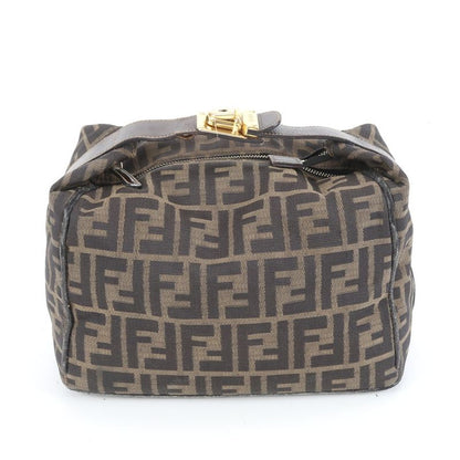 Fendi Zucca FF Leather Nylon Handbag Tote Pouch Women's RRM Dc14-6