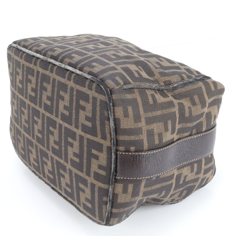 Fendi Zucca FF Leather Nylon Handbag Tote Pouch Women's RRM Dc14-6