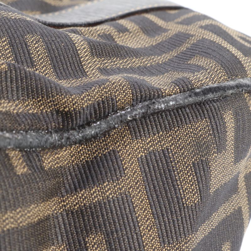 Fendi Zucca FF Leather Nylon Handbag Tote Pouch Women's RRM Dc14-6