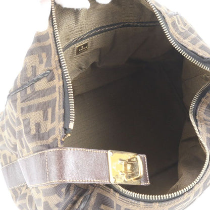 Fendi Zucca FF Leather Nylon Handbag Tote Pouch Women's RRM Dc14-6