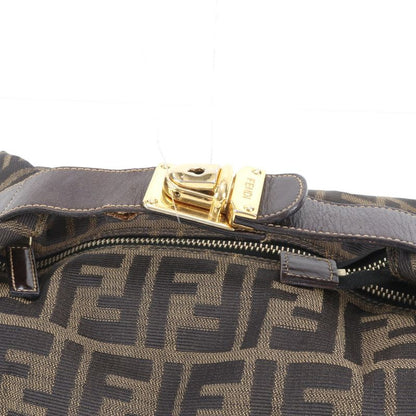 Fendi Zucca FF Leather Nylon Handbag Tote Pouch Women's RRM Dc14-6