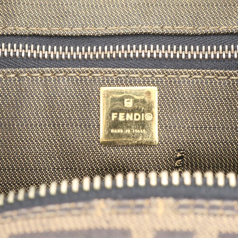 Fendi Zucca FF Leather Nylon Handbag Tote Pouch Women's RRM Dc14-6