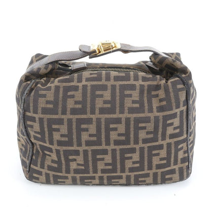 Fendi Zucca FF Leather Nylon Handbag Tote Pouch Women's RRM Dc14-6