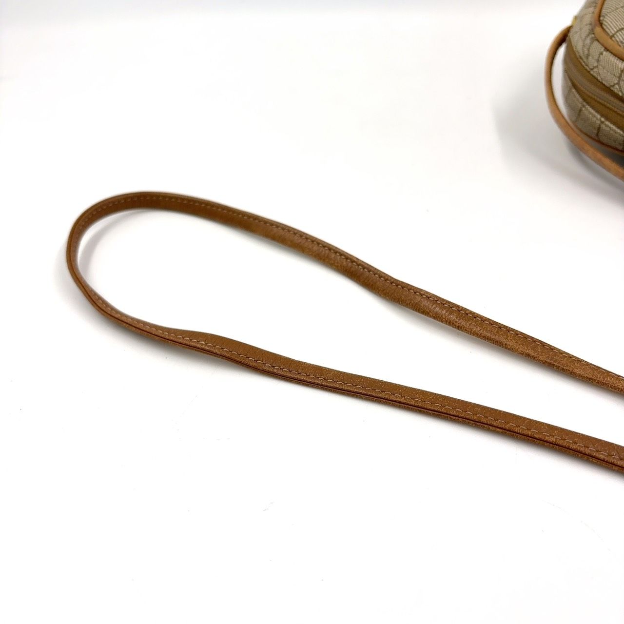 Christian Dior Honeycomb Pattern Leather × PVC Beige × Light Brown Shoulder Bag Gold