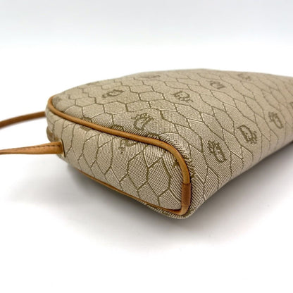 Christian Dior Honeycomb Pattern Leather × PVC Beige × Light Brown Shoulder Bag Gold