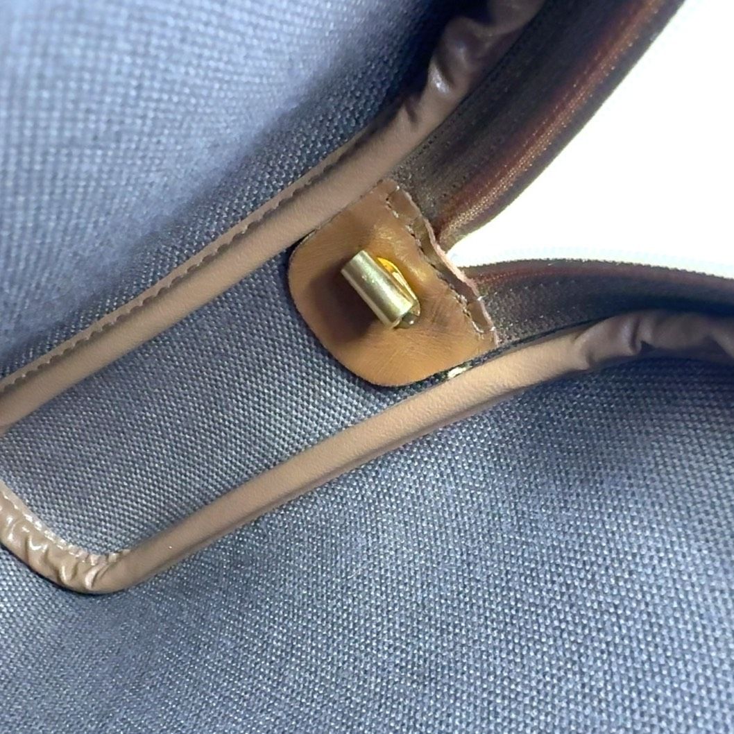 Christian Dior Honeycomb Pattern Leather × PVC Beige × Light Brown Shoulder Bag Gold