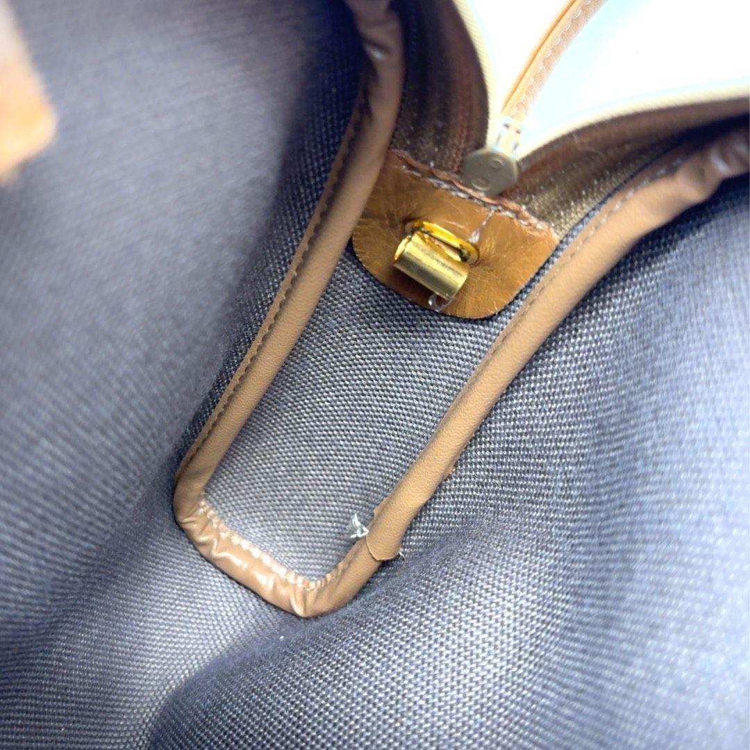 Christian Dior Honeycomb Pattern Leather × PVC Beige × Light Brown Shoulder Bag Gold