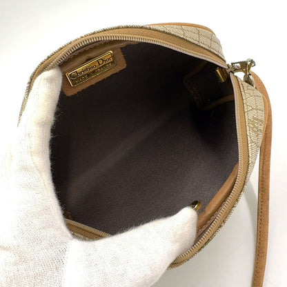 Christian Dior Honeycomb Pattern Leather × PVC Beige × Light Brown Shoulder Bag Gold