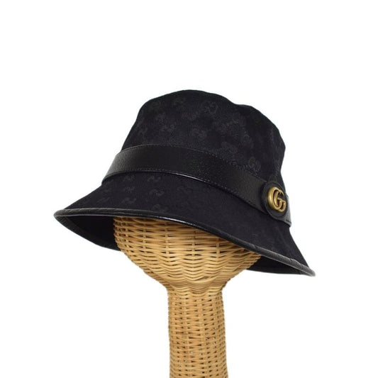 Gucci GG Canvas Fedora Hat Bucket Hat L Black 576587 AA