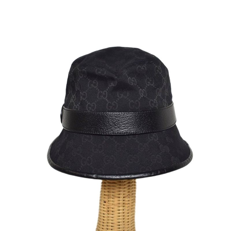 Gucci GG Canvas Fedora Hat Bucket Hat L Black 576587 AA