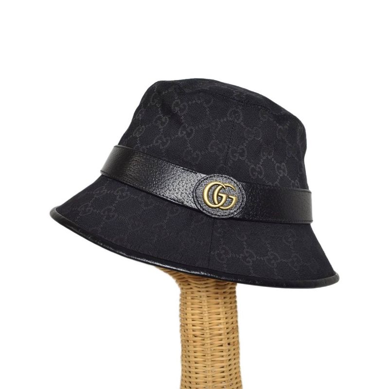 Gucci GG Canvas Fedora Hat Bucket Hat L Black 576587 AA