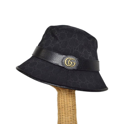 Gucci GG Canvas Fedora Hat Bucket Hat L Black 576587 AA