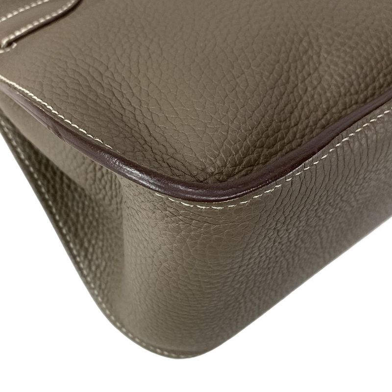 Hermes Shoulder Bag Gipsyère 28 Etoupe Silver Hardware