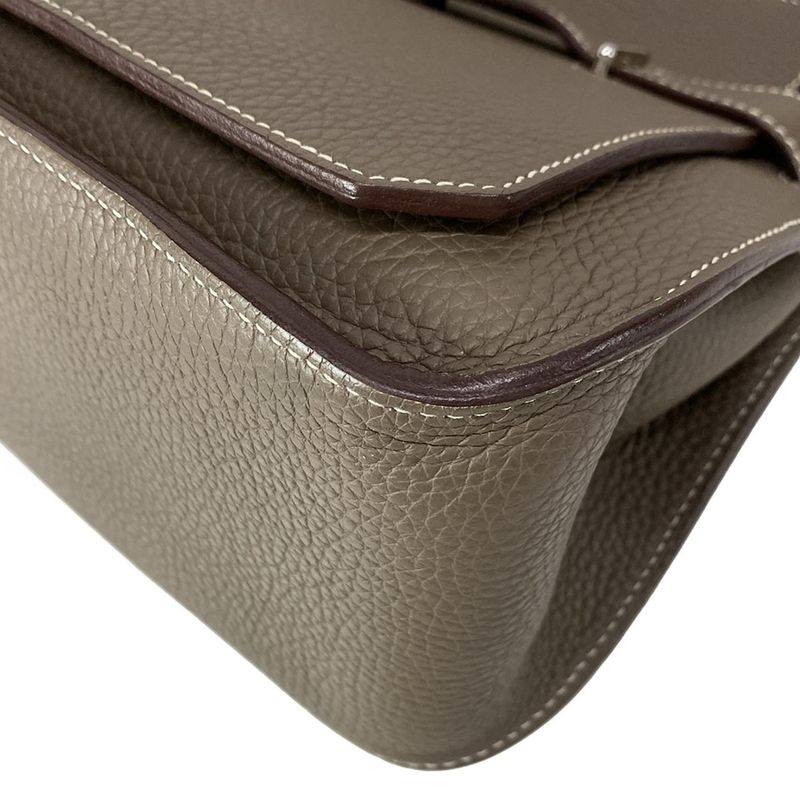 Hermes Shoulder Bag Gipsyère 28 Etoupe Silver Hardware