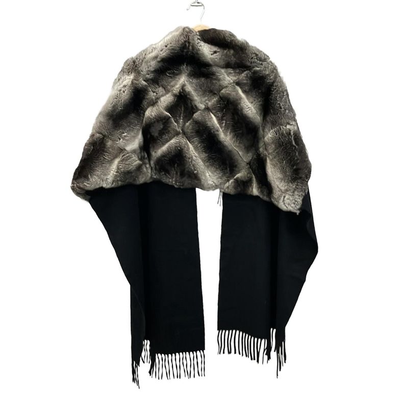 Fendi Scarf - Gray Beige White And Black Cashmere Fur