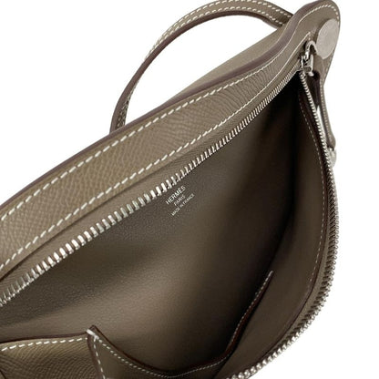 Hermes Shoulder Bag Petite Cours Etoupe Silver Hardware