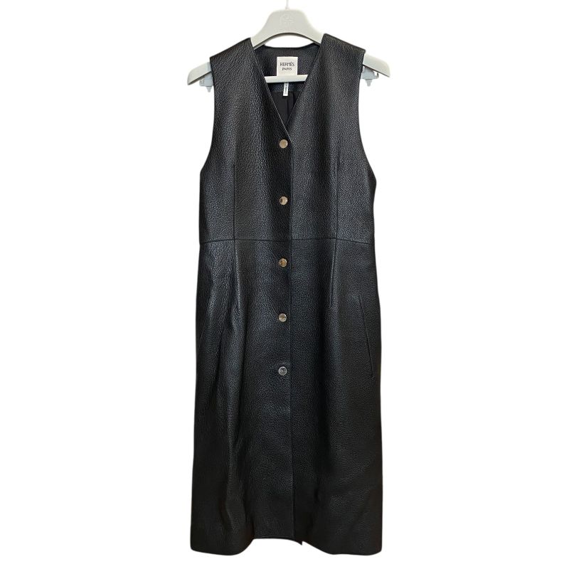 Tagged Hermes Women's Long Gilet Dress 34 Deerskin
