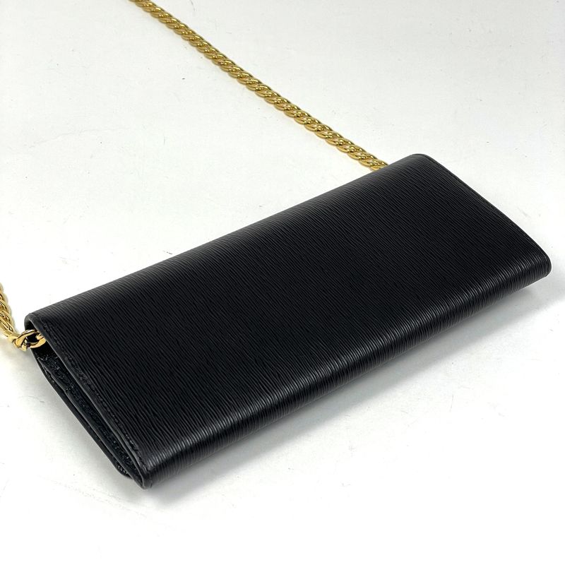 Prada Logo Chain Wallet Long Leather Nero (Black) Women