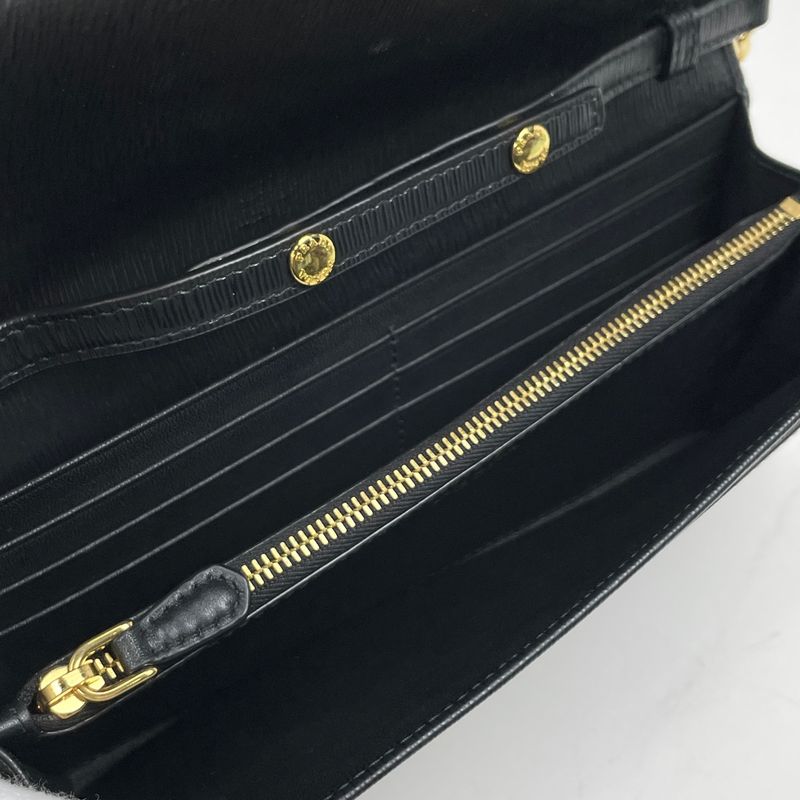 Prada Logo Chain Wallet Long Leather Nero (Black) Women