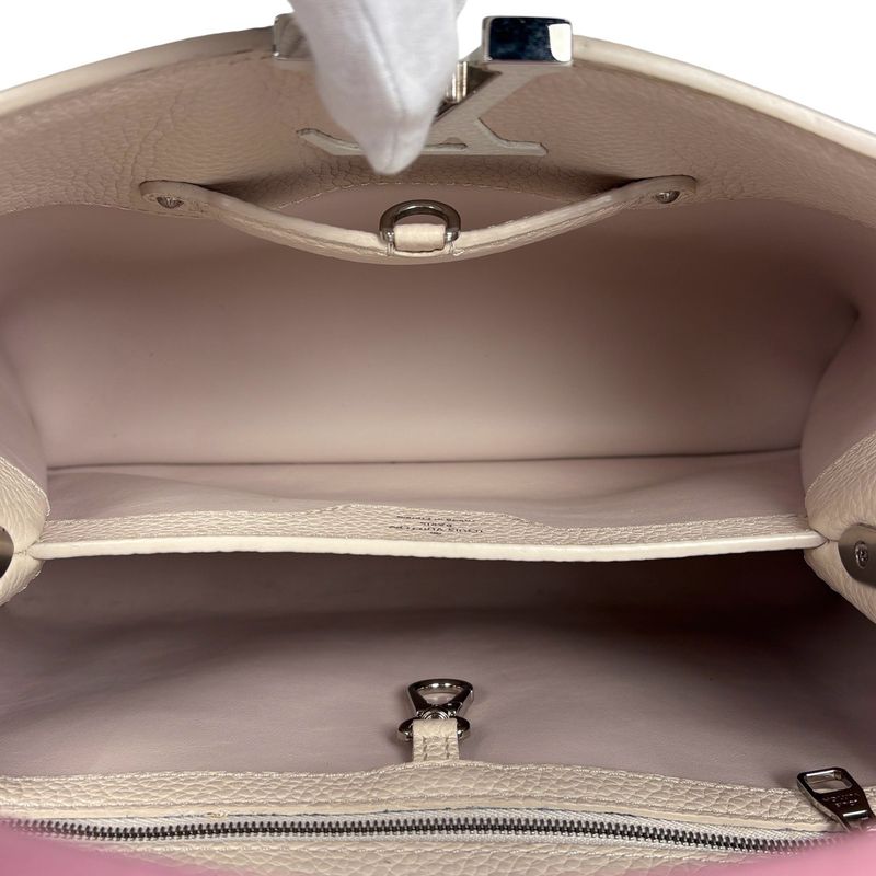 Louis Vuitton Capucines MM 2way Shoulder Bag Handbag Taurillon Ivory Pink Women