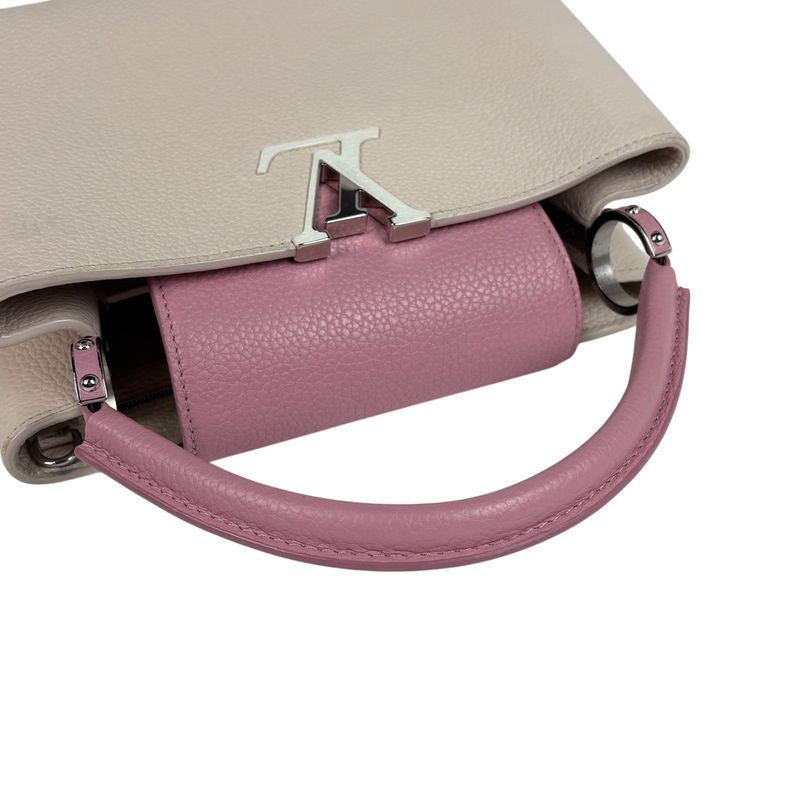 Louis Vuitton Capucines MM 2way Shoulder Bag Handbag Taurillon Ivory Pink Women