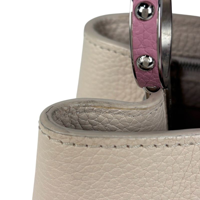 Louis Vuitton Capucines MM 2way Shoulder Bag Handbag Taurillon Ivory Pink Women