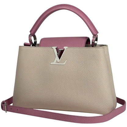 Louis Vuitton Capucines MM 2way Shoulder Bag Handbag Taurillon Ivory Pink Women